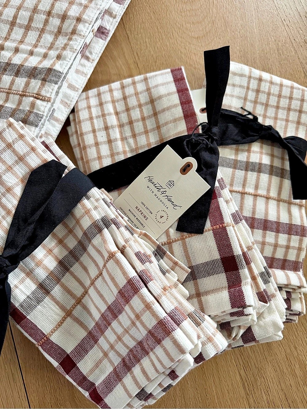 Hearth & Hand Magnolia Fall Plaid Cloth Napkins Sets (3 sets a 12 napkins)